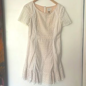 Women white/nude eyelet Anthropologie dress